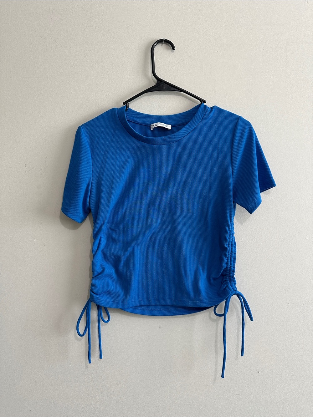Zara Blue Ruched Baby Tee